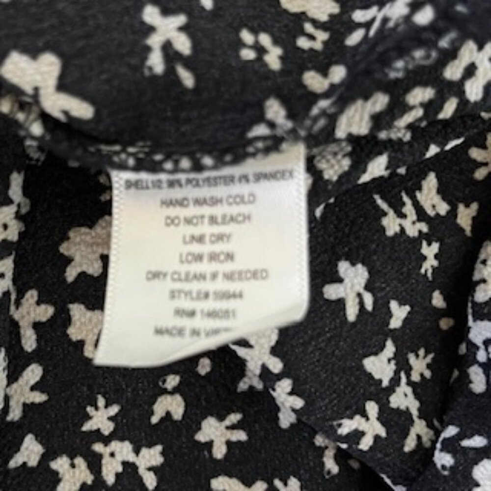 Black and White Floral Midi Dress - Classic Short Sleeve - Picture 9 of 10